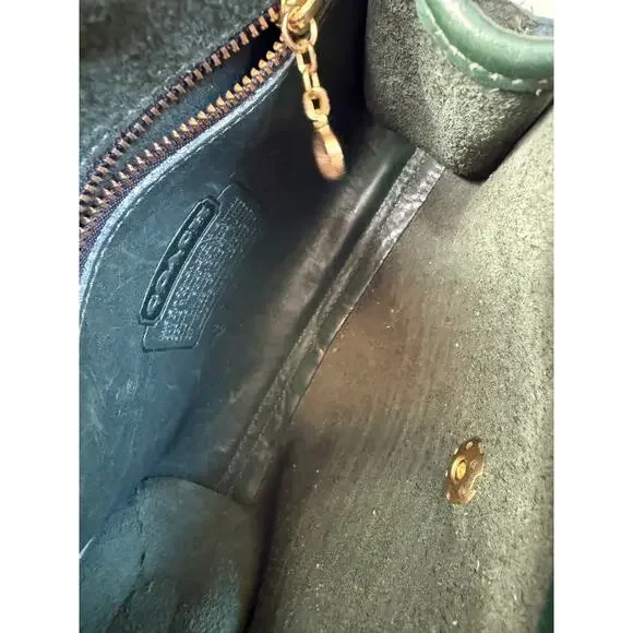 Coach Vintage Chrystie Crossbody Bottle Green Leather USA Rare 90s Bag - Picture 7 of 11